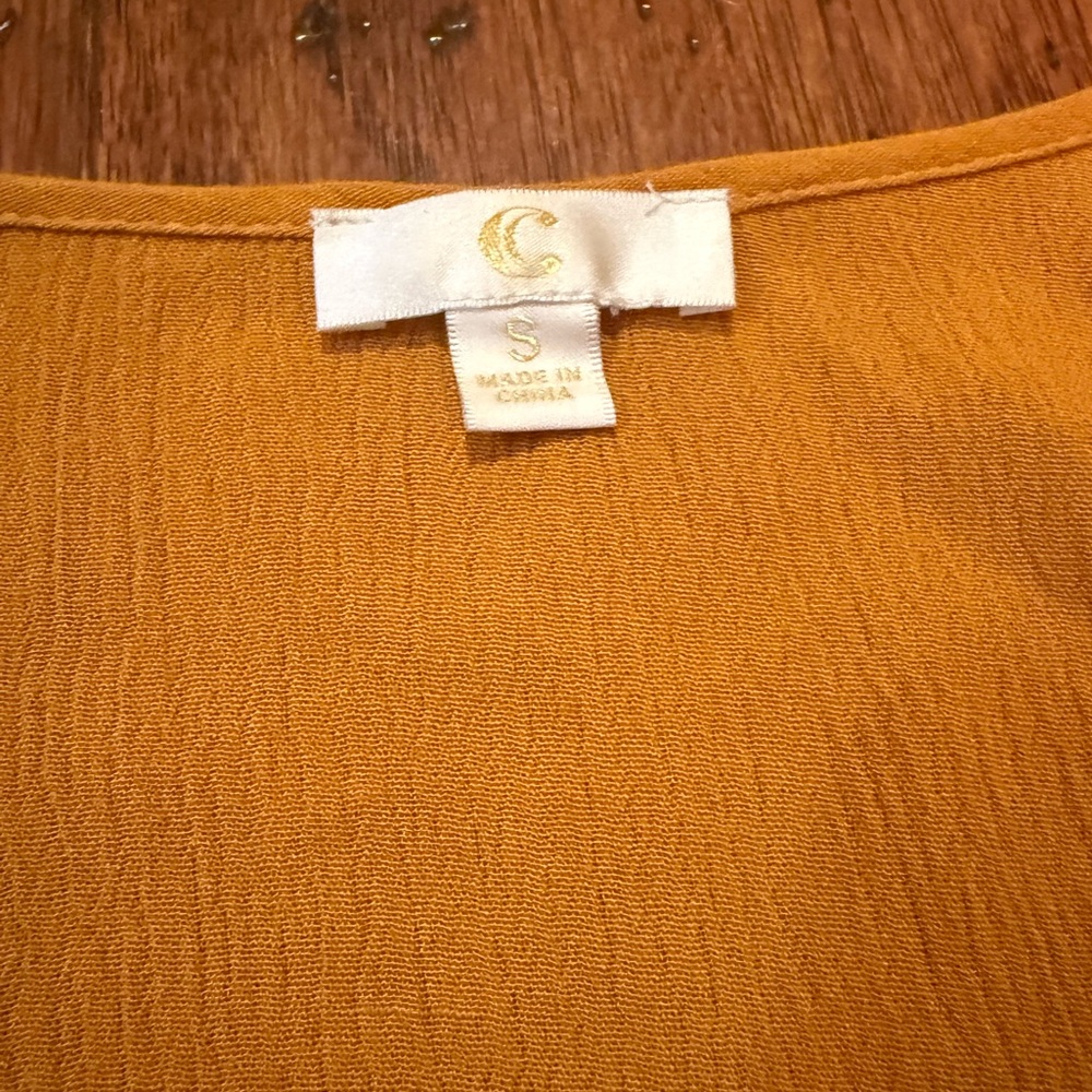Yellow Gold Ruffle Dress Size Small - Picture 4 of 7